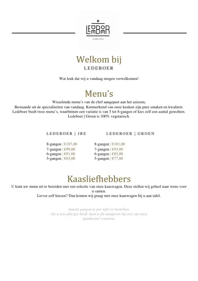 Bekijk menu Restaurant Ledeboer