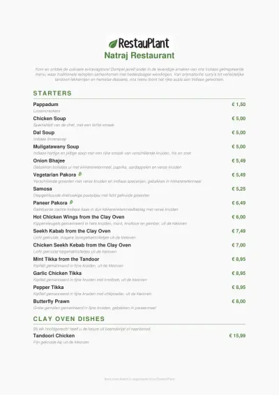 View menu Natraj Restaurant