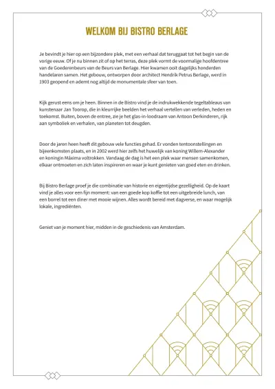 View menu Bistro Berlage