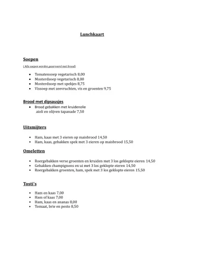 View menu Restaurant Aster