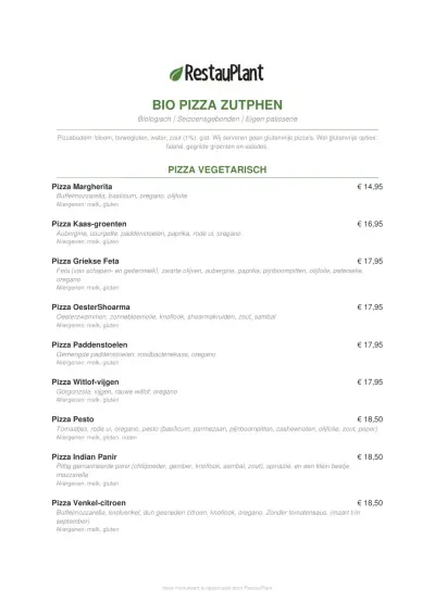 Bekijk menu BioPizza