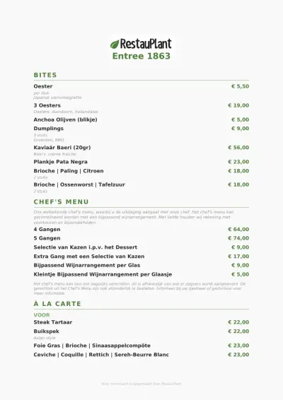Bekijk menu Entree 1863