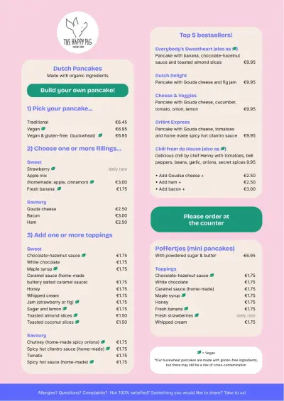 Bekijk menu The Happy Pig