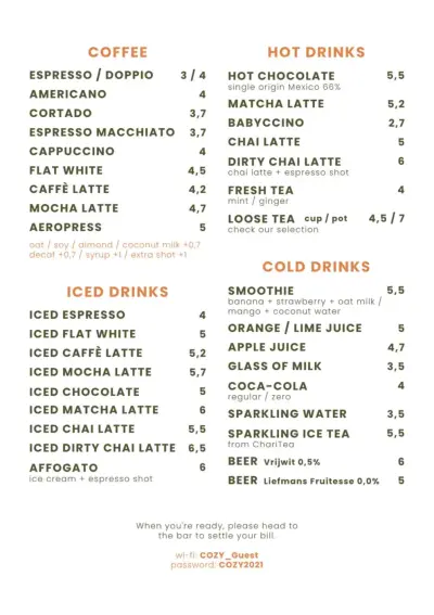 View menu Cozy Delft