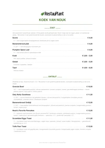 Bekijk menu Koek van Nouk