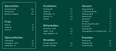 View menu Dapp Frietwinkel - Utrecht