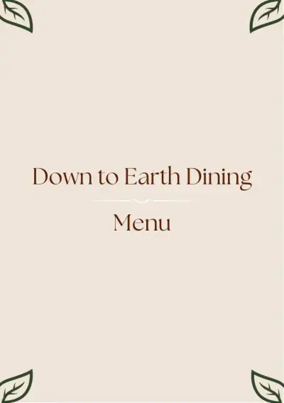 View menu Down to Earth Dining