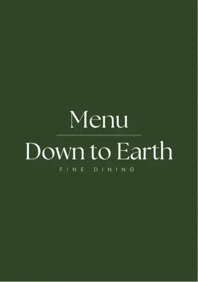 View menu Down to Earth Dining