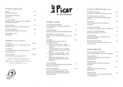 Bekijk menu Bar Picar