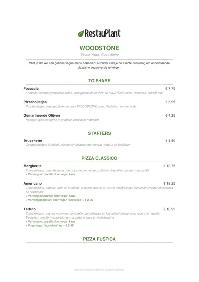 Bekijk menu WOODSTONE - Hoofddorp