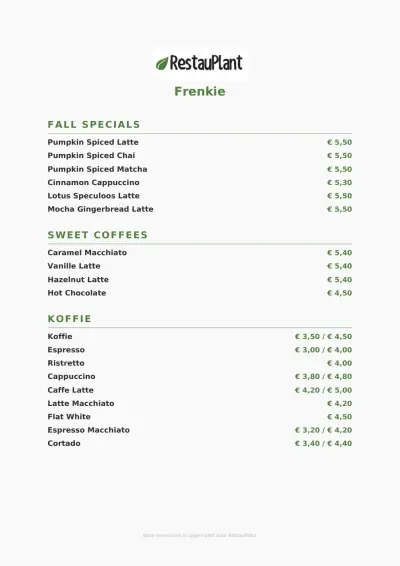Bekijk menu Frenkie Hoofddorp