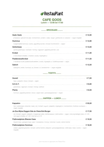 Bekijk menu Goos