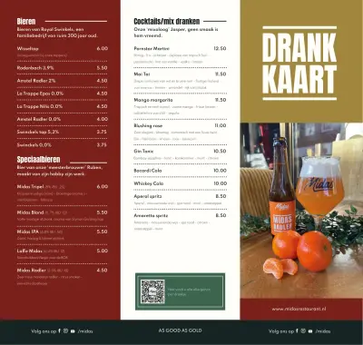 Bekijk menu Midas