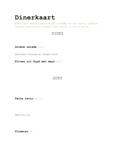 Bekijk menu BUITEN