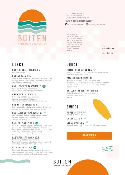 Bekijk menu BUITEN
