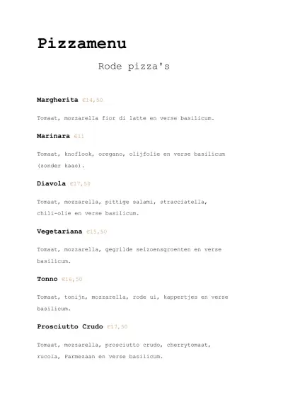 Bekijk menu BUITEN