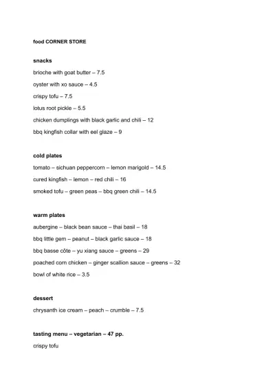 Bekijk menu Cornerstore