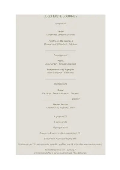 View menu Restaurant LUQS