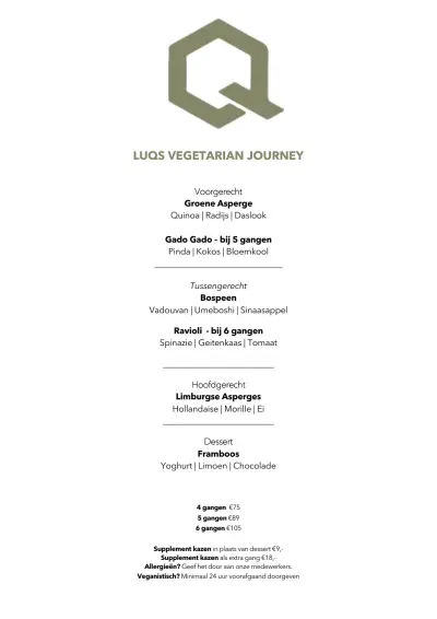 View menu Restaurant LUQS