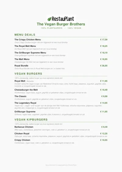 Bekijk menu Vegan Burger Brothers Hilversum
