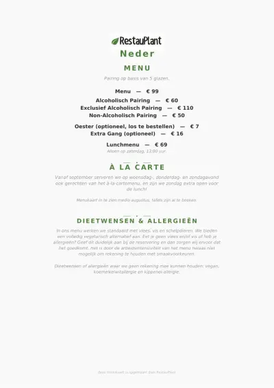 Bekijk menu Neder