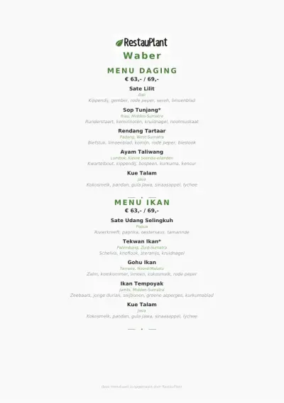 Bekijk menu Waber