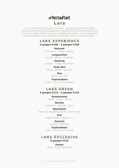 Bekijk menu Lars