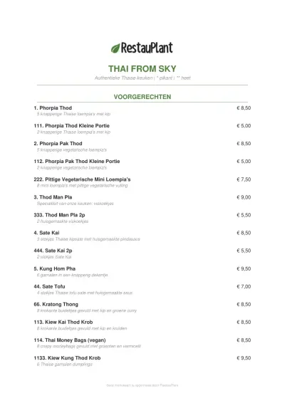 Bekijk menu Thai From Sky