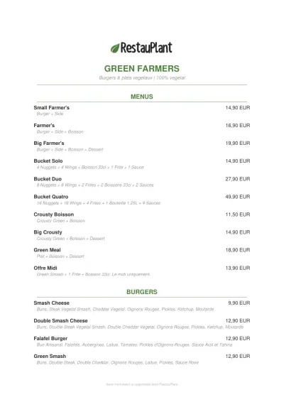 View menu Green Farmers