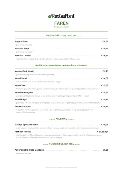 Bekijk menu Farèn