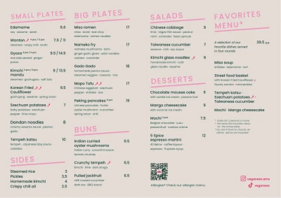Bekijk menu Veganees