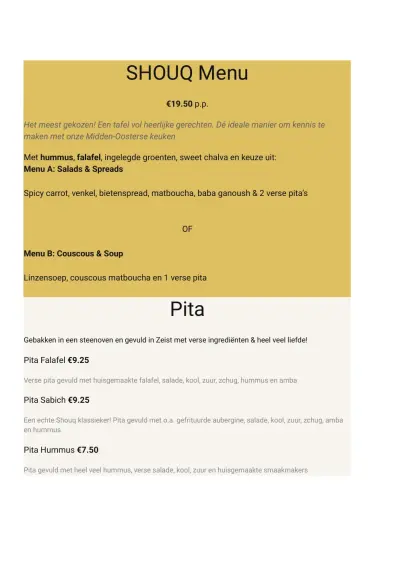 Bekijk menu SHOUQ