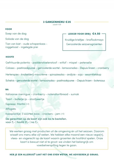 View menu Landhuis in de Stad