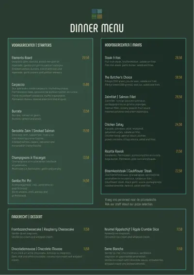 Bekijk menu Restaurant FIVE