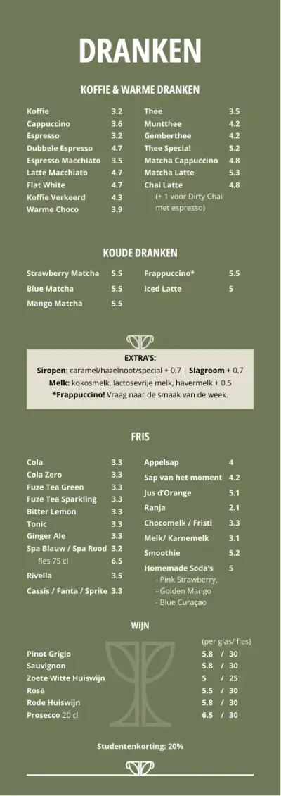 View menu De Tweeling Leeuwarden