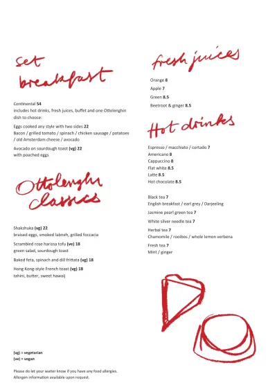 View menu Ottolenghi Amsterdam