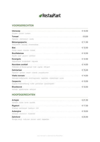 View menu De Baanderij