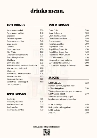 View menu LOTS Brunch club