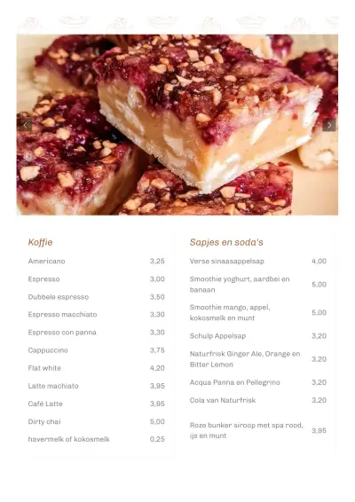 View menu Ezzy's Koffiebar