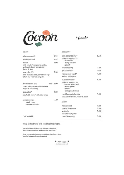Bekijk menu Cocoon Brunch
