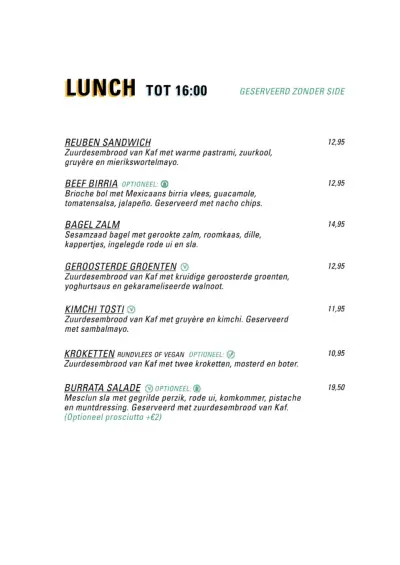 View menu Brouwerij Troost - Westerpark