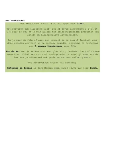 Bekijk menu Café Modern