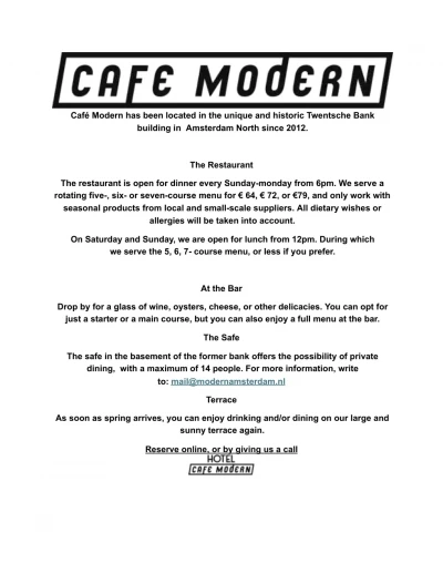 View menu Café Modern