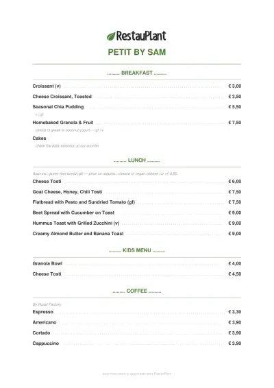 Bekijk menu Petit by Sam