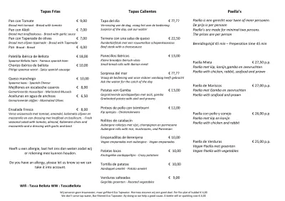 View menu Tasca Bellota