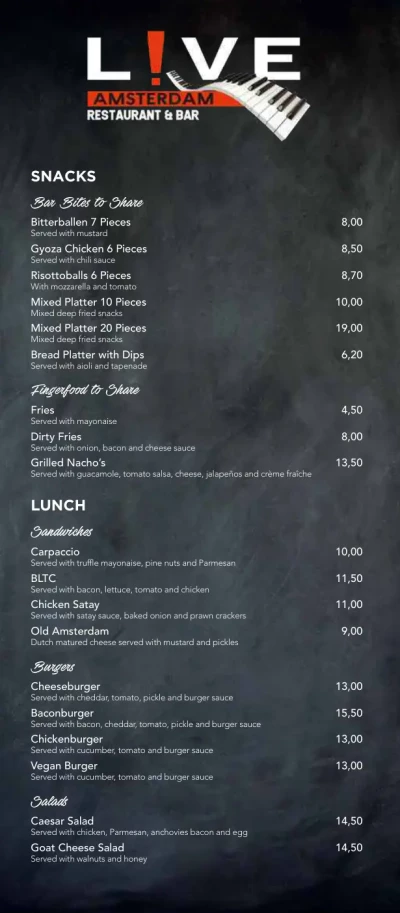 View menu Live Amsterdam Pianobar