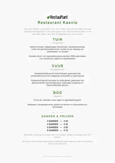 Bekijk menu Restaurant Kasvio