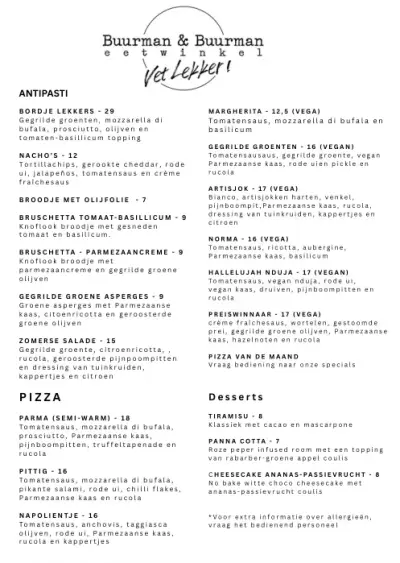 Bekijk menu Eetwinkel Buurman & Buurman - Amsterdam