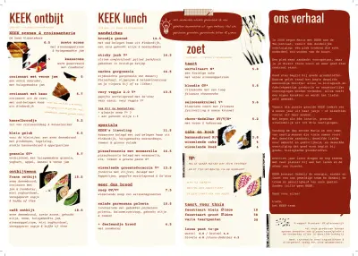 Bekijk menu KEEK lunchroom
