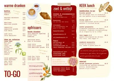 Bekijk menu KEEK lunchroom